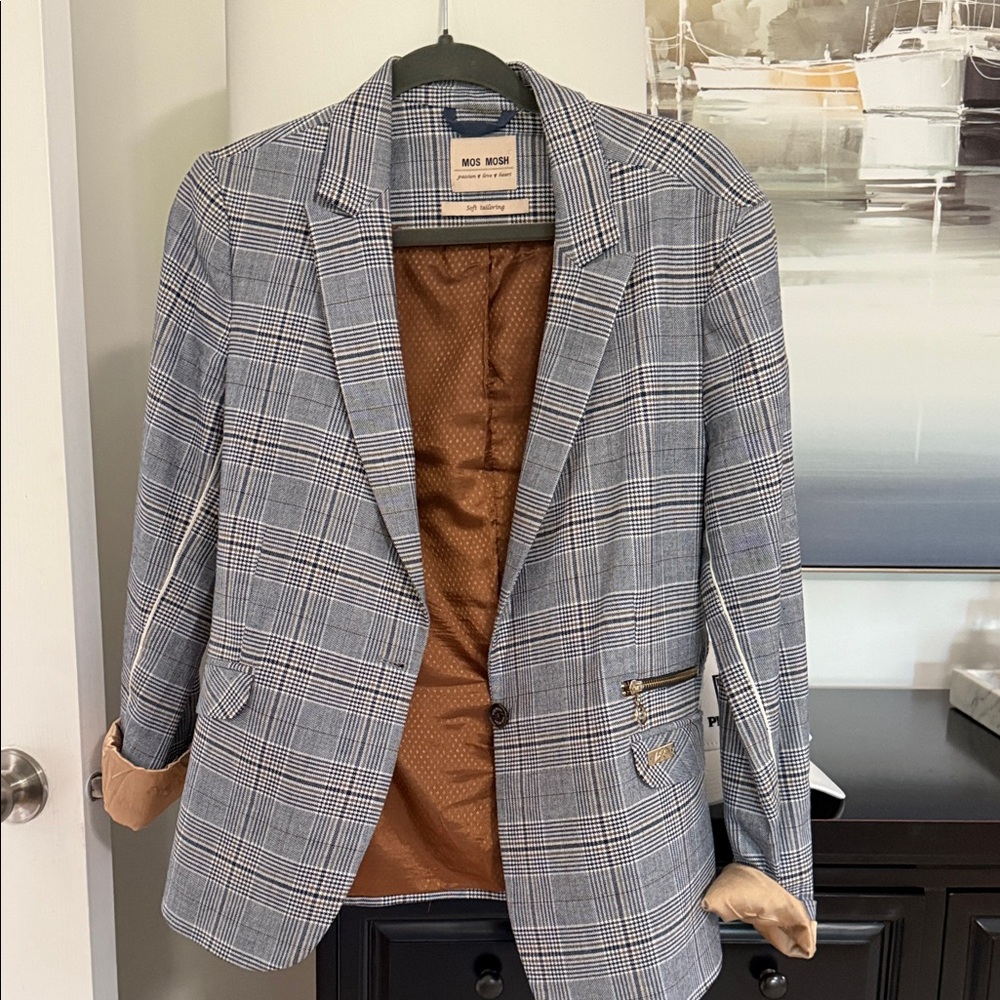 Women’s Blue & Light Gray Plaid Blazer